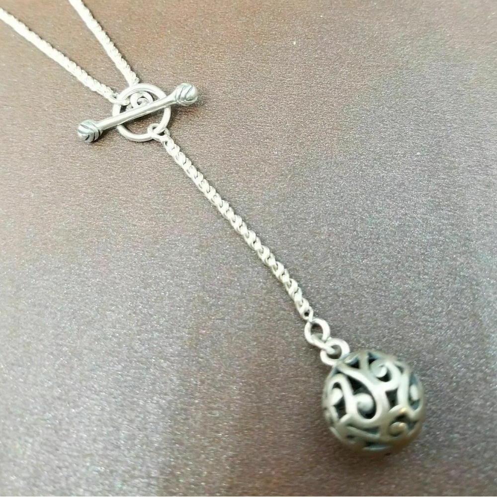 Silpada Simple Delight Sterling Silver Filigree Ball Lariat Chain Necklace N1619 - Picture 3 of 4